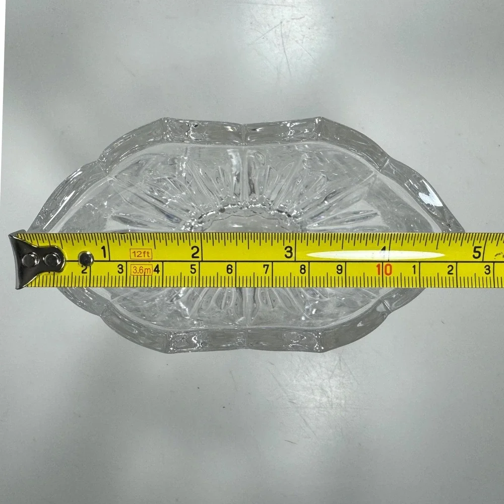 Gorham Lotus Oval Lead Crystal Vase‎ Tulip Rim Clear Heavy Blown Glass Floral 6